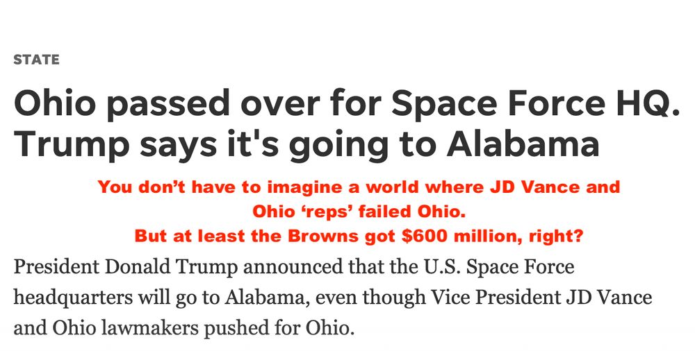Ohio passed over for Space Force base.