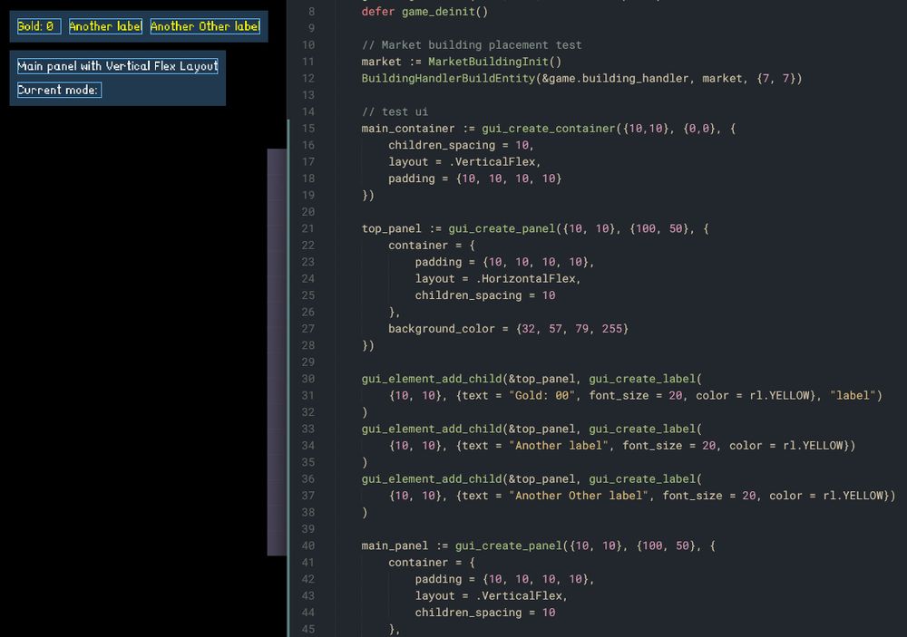Example of GUI that use the auto layout system