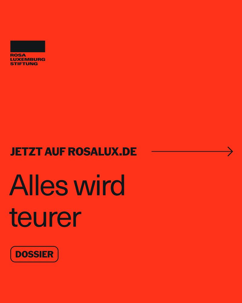 Sharepic mit dem Text: Jetzt auf rosalux.de. Alles wird teurer. Dossier.