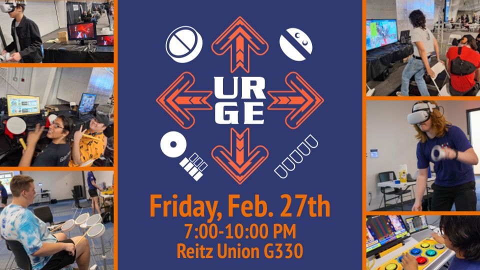 URGE - Friday, Feb. 27
7:00-10:00 PM
Reitz Union G330