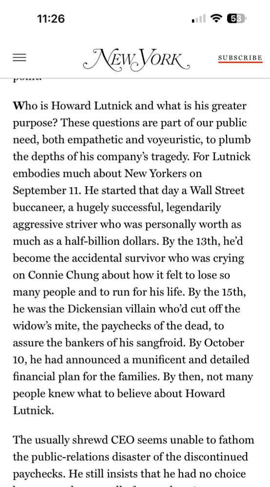 Lutnick cut off employees paychecks after 9/11