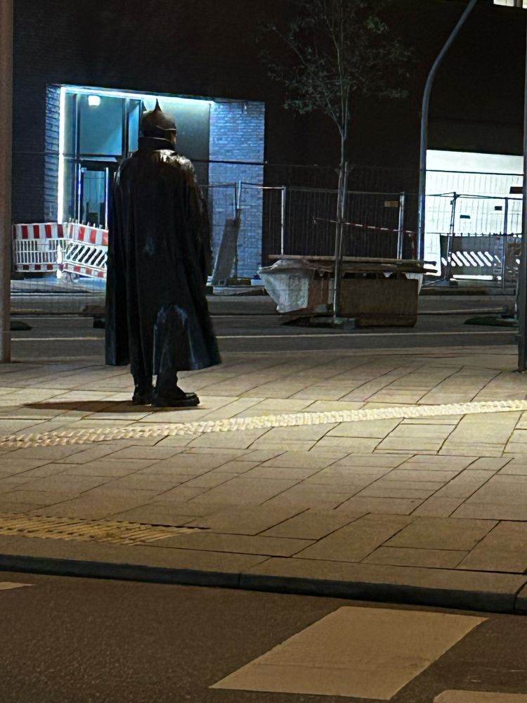 ein Mensch in batmankostüm in hamburg
