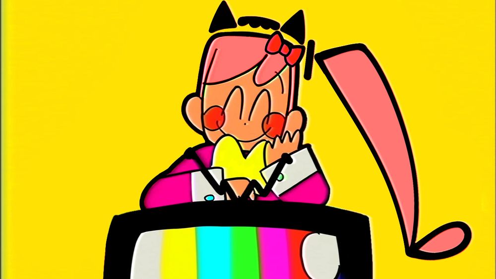 The vocaloid Nekomura Iroha in the style of Static by Flavor Foley