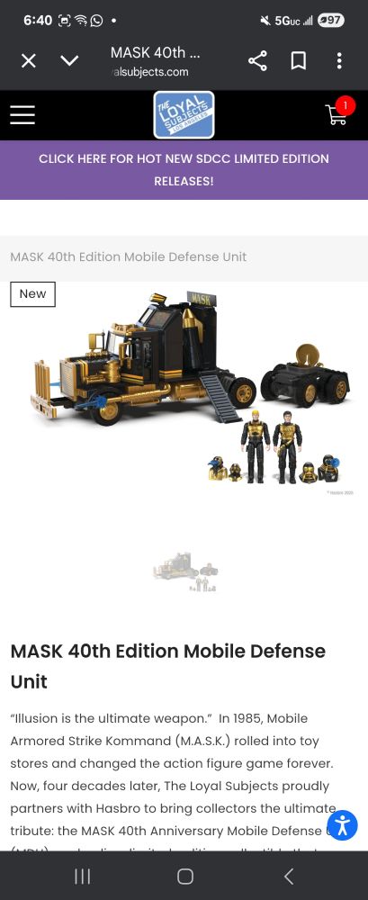 Loyal Subjects 40th Anniversary Mobile Defense Unit (Rhino in all black and gold)