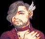 Rendition of a handsome man in the style of a GBA Fire Emblem portrait.