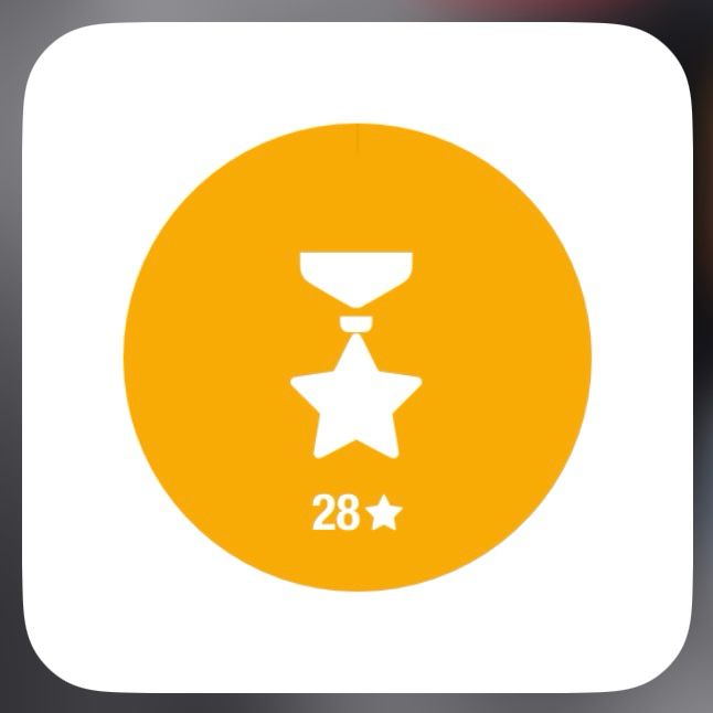 an iOS widget showing an icon of a medal with the number 28 beneath. don’t worry about it