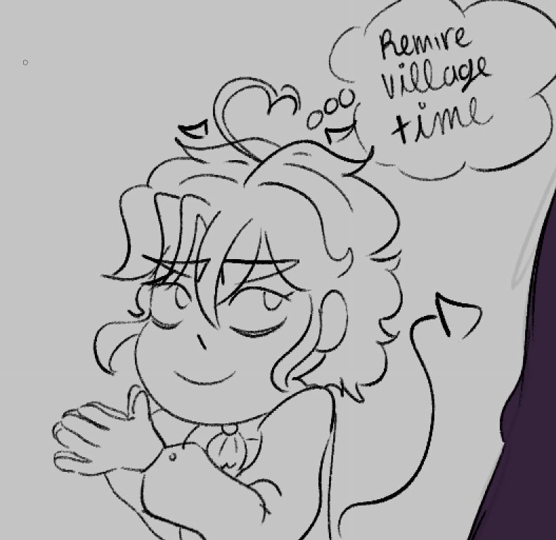 chibi sketch of theon rubbing his hands and thinking about visiting a certain village after a certain event