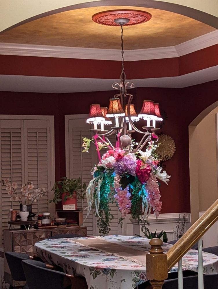 Floral chandelier for Valentine's Day 
