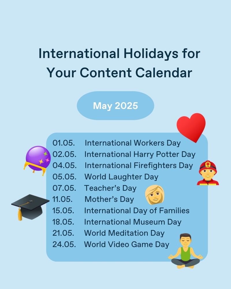 a calendar with a list of different types of objects