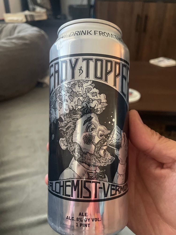 A can of Heady Topper from Vermont being enjoyed in California 
