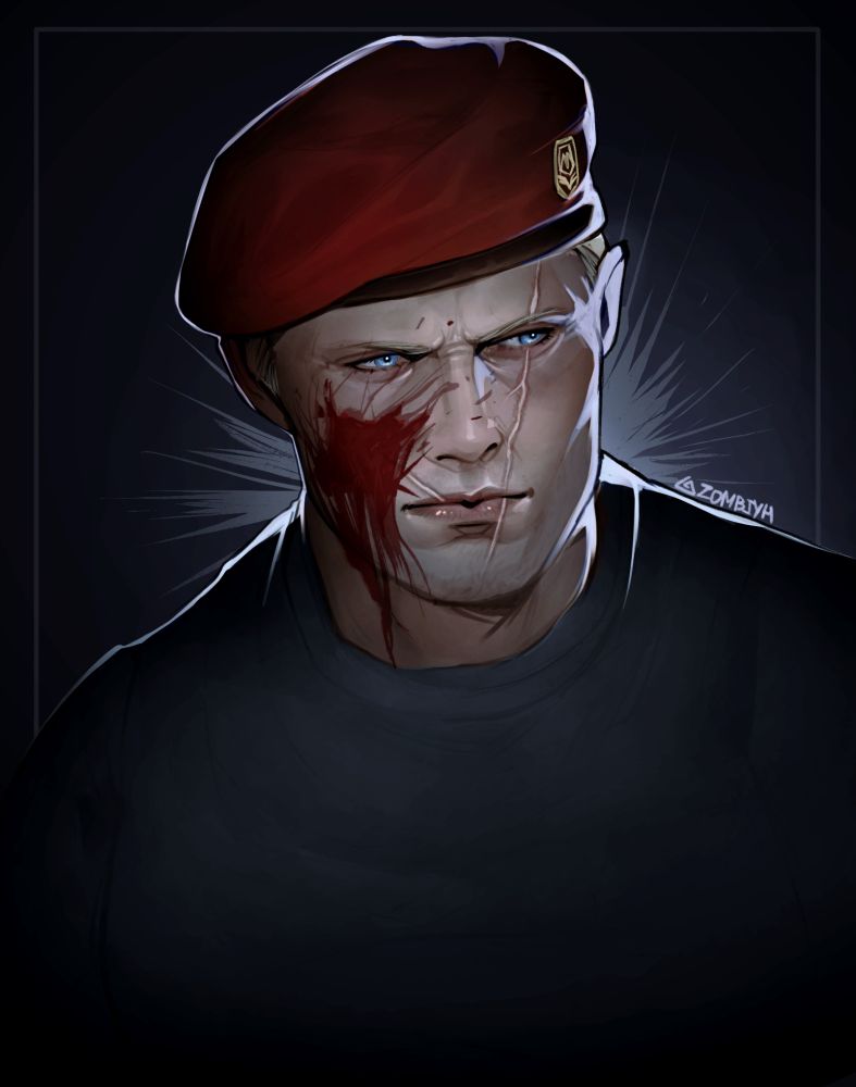 Digital portrait of jack krauser from resident evil 4 remake 