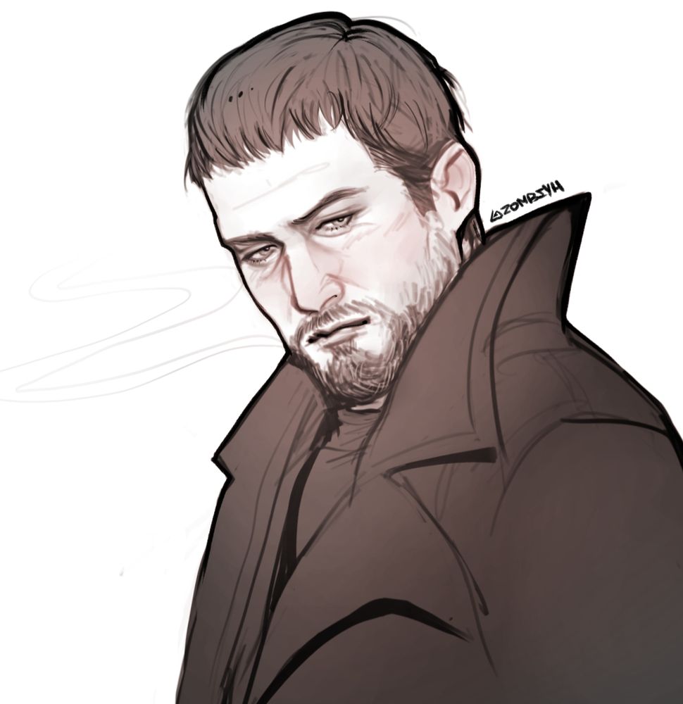 Digital portrait of chris redfield from resident evil village 