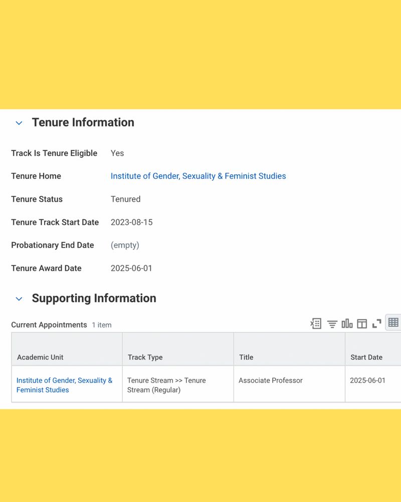 screenshot of document that says tenured