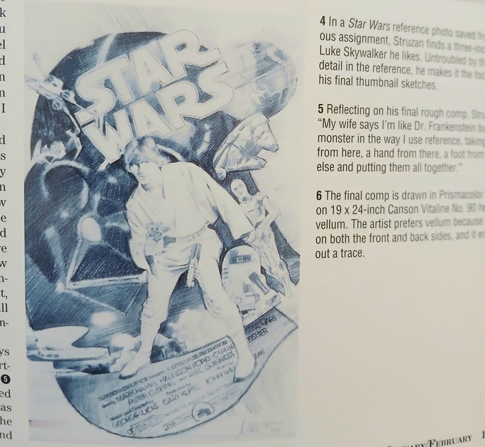 Blue pencil star wars illustration by Drew Struzan.