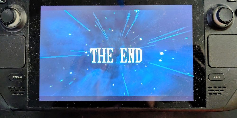 The ending screen of Final Fantasy IV displayed on a Steam Deck.