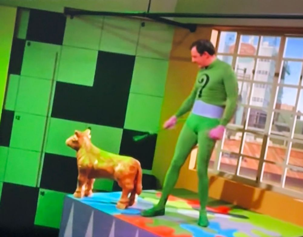 John Astin as a moustachioed Riddler in "Batman's Anniversary".