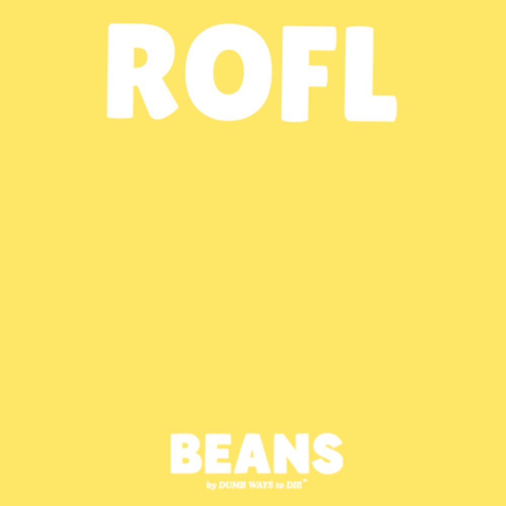 a cartoon of a bean that says rofl beans on it