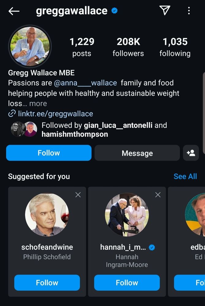 Gregg Wallace's instagram profile