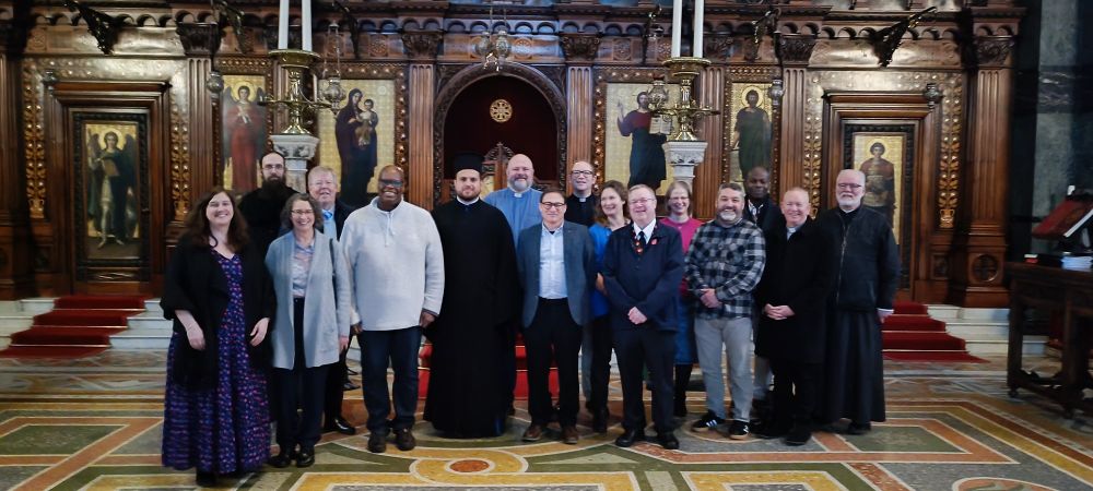 A group of ecumenical officers in an orthodox cathedral
