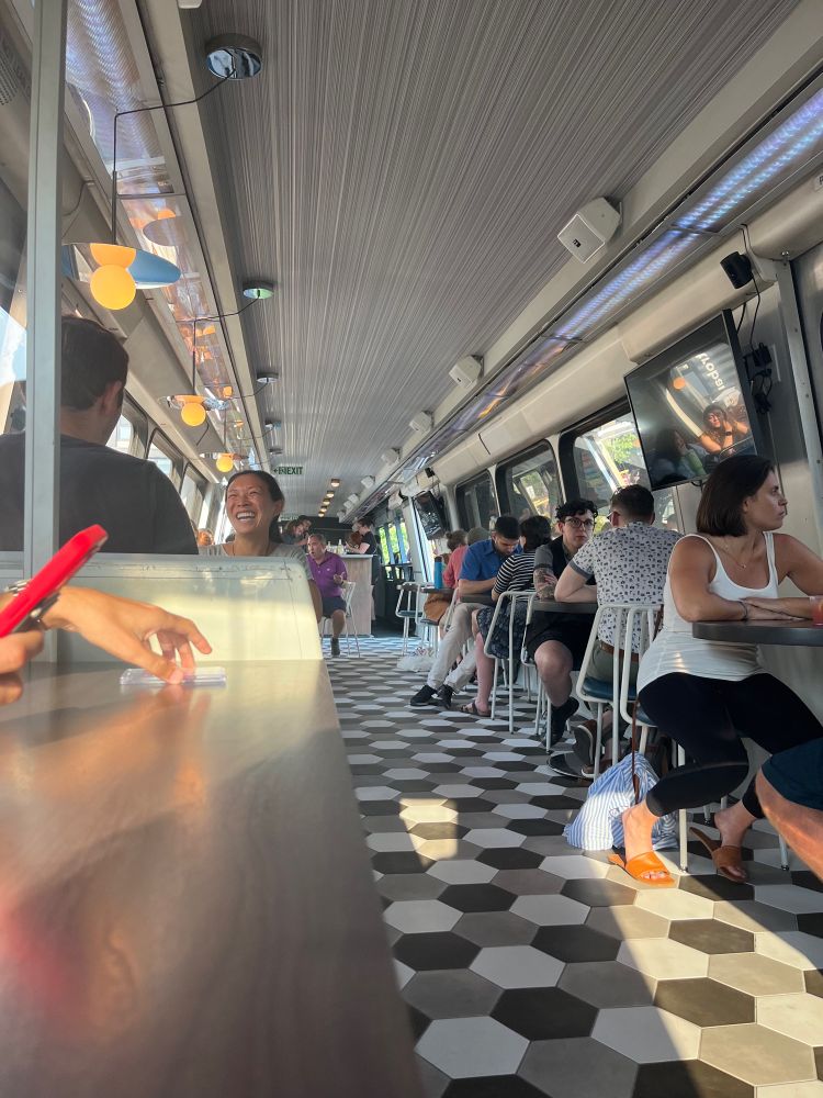 Interior shot of the Metrobar Metro car