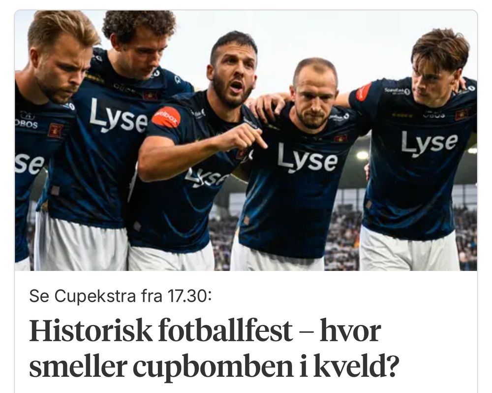 Screenshot fra Stavanger Aftenblad - med tittelen «Historisk fotballfest - hvor smeller cupbomben i kveld?»
