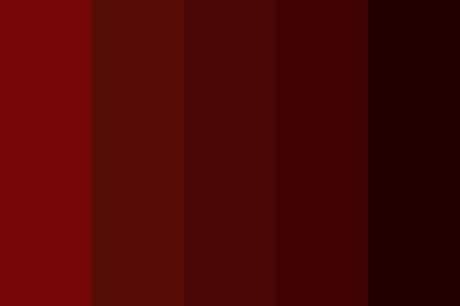 various shades of “blood” red. 5 shades ranging from lightest to darkest