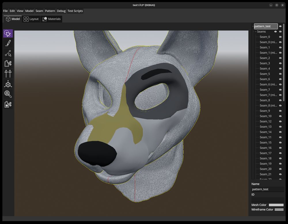 3D Model showing the patterns that will be cut