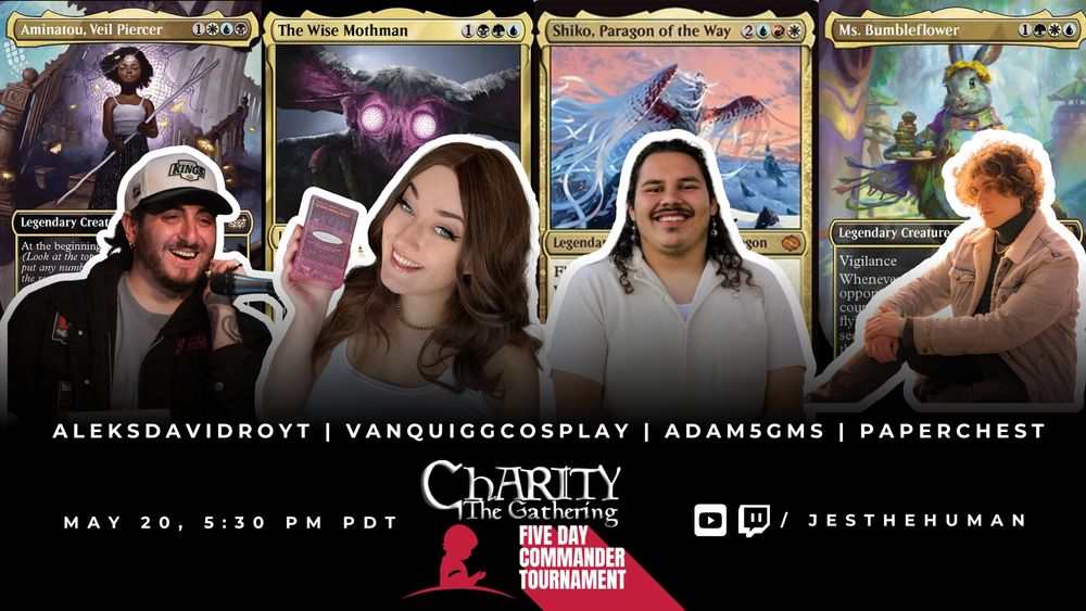 this has a photo of all the tagged players and the commanders they will be playing
