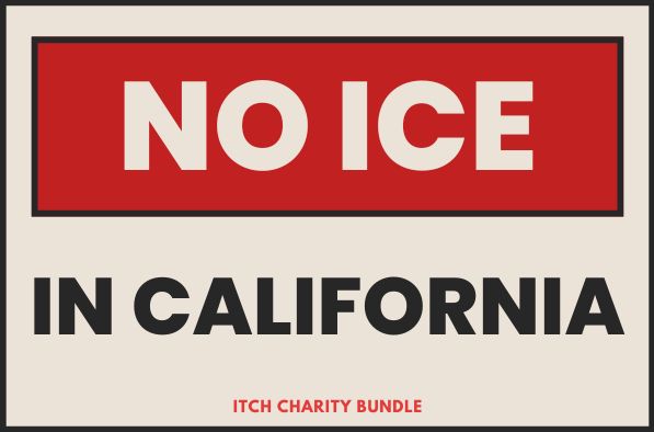 graphic that says no ice in california itch charity bundle