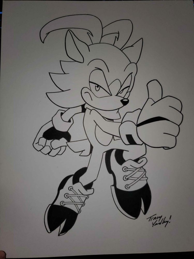 My OC Burst giving a thumbs up with a stern look on his face. He seems to be congratulating someone. 