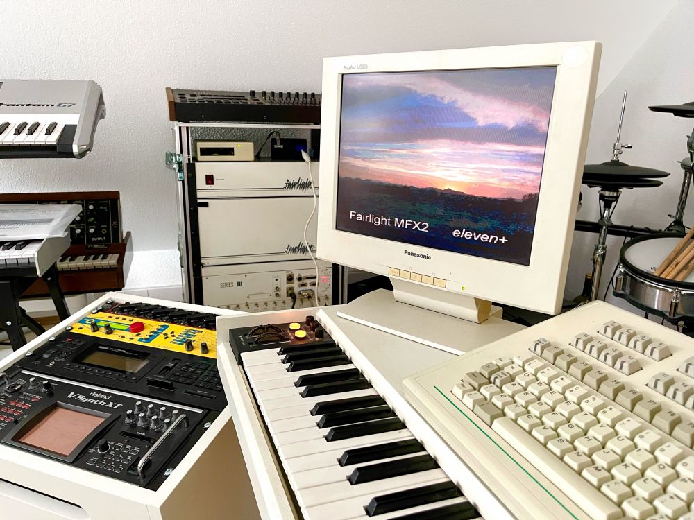 A photo showing my Fairlight CMI III, a bulky computer musical instrument from the late 80s / early 90s.