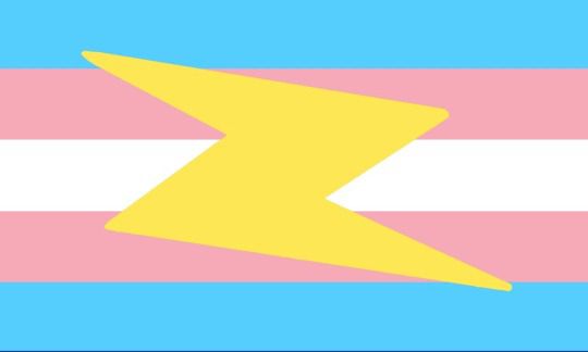 Trans flag with a lightning bolt