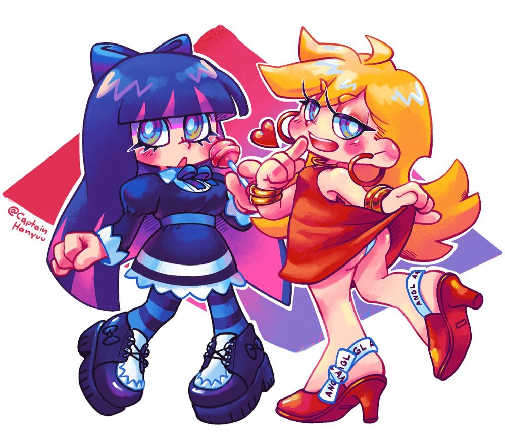 A fanart of Panty and Stocking anime characters in my artstyle.