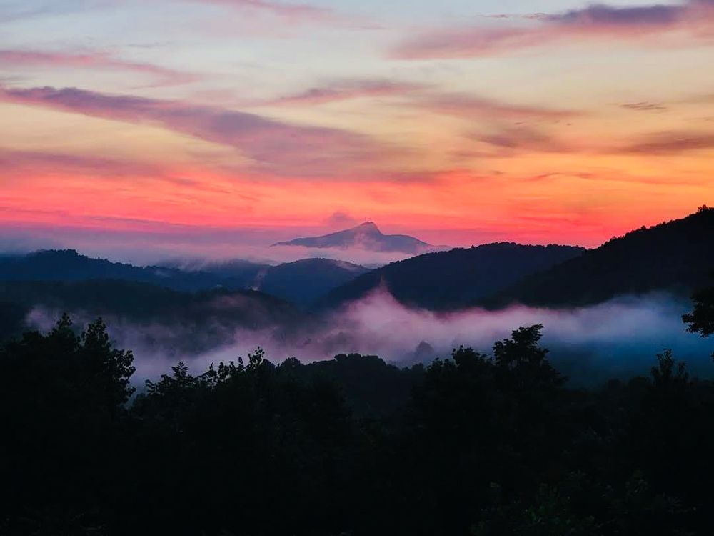 Sunset in the Blue Ridge Mountains outside of Asheville 