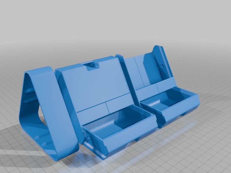 Render of a Portable Three-bin Dresser
 model (https://3dprinty.xyz/project/146). The connection point between two sections of the model creates a sharp shadow line.