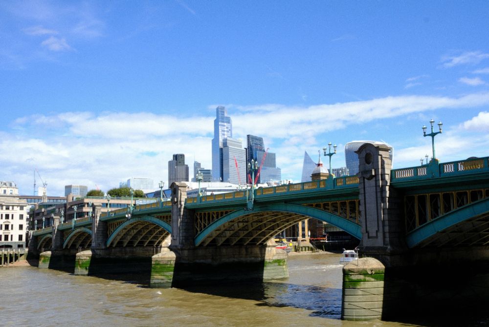 A picture of Southwark bridge in London. 