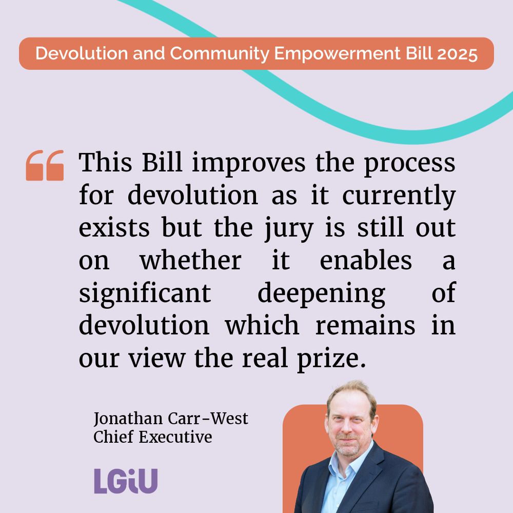 Text says: This Bill improves the process for devolution as it currently exists but the jury is still out on whether it enables a significant deepening of devolution which remains in our view the real prize.