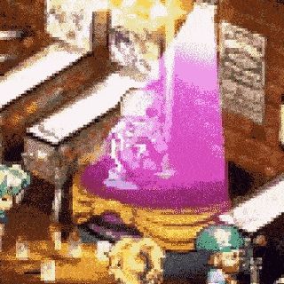 a pixel art of a waterfall with a purple glow