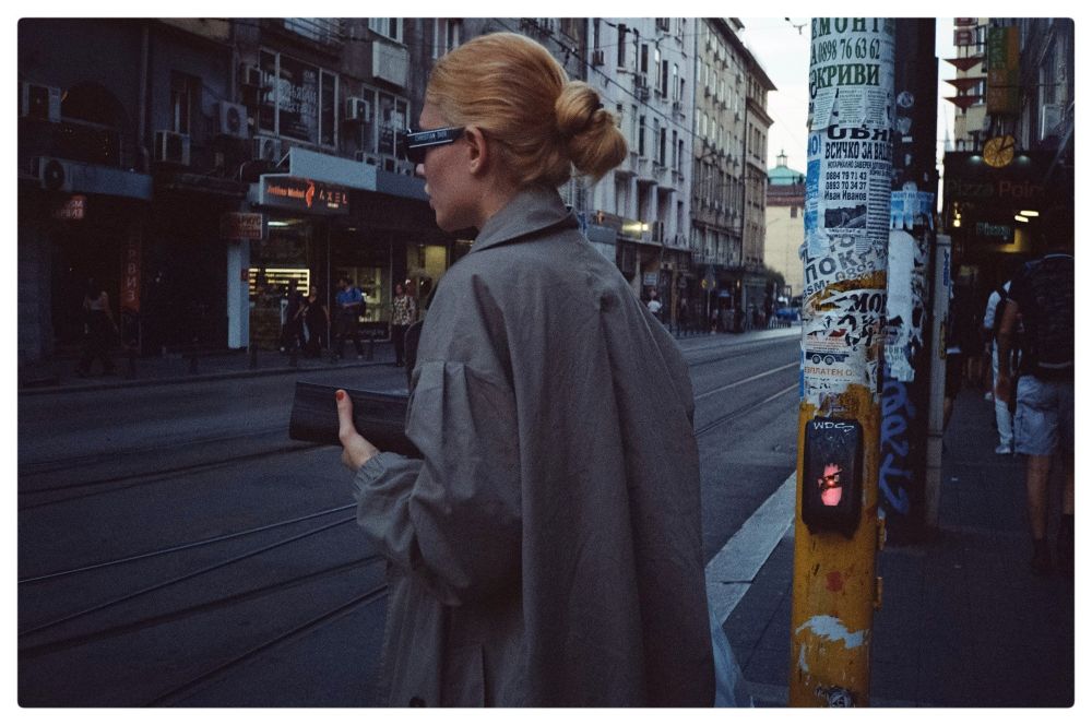 Woman preparing to cross the street 