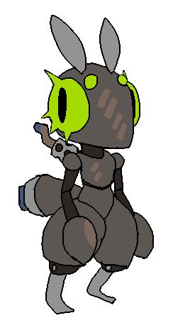 a buglike skiff with four bright green eyes and metal antennae