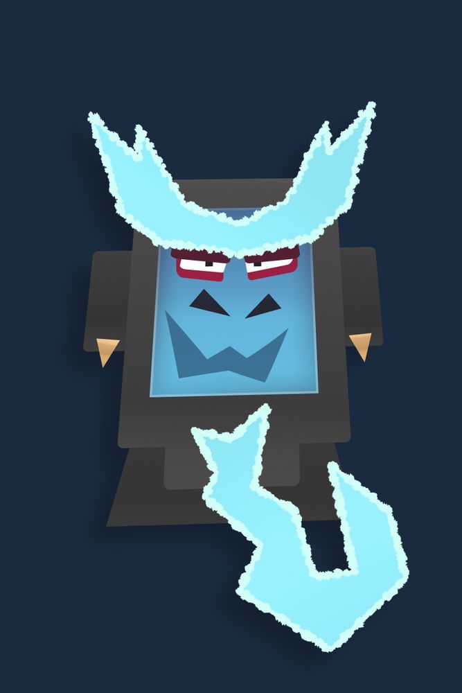 a drawing of RHAPSODY's smug robot face