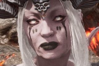 a spider daedra looking unimpressed 