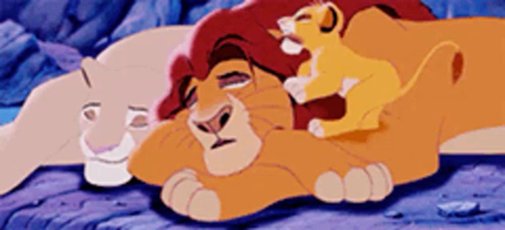 a cartoon of a family of lions including simba and nala