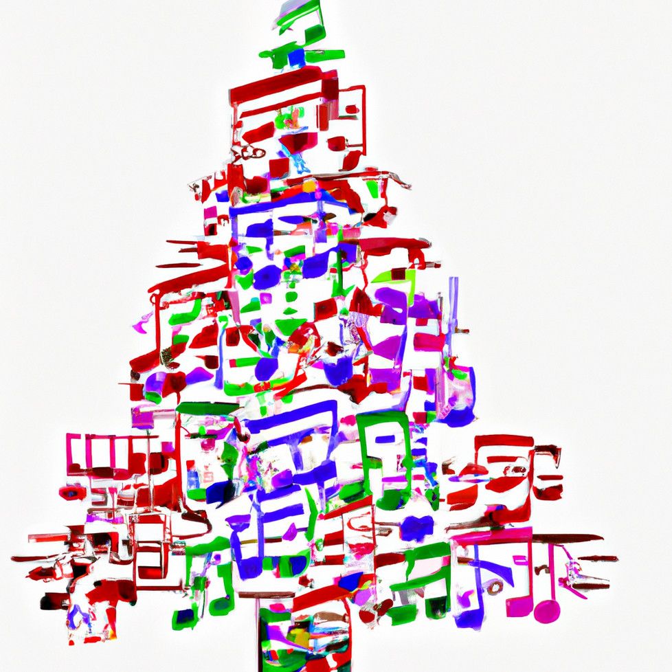Christmas tree built from musical notes