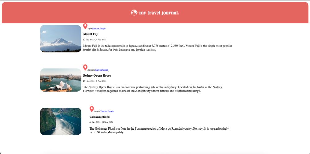Travel Journal - Project for Section #2