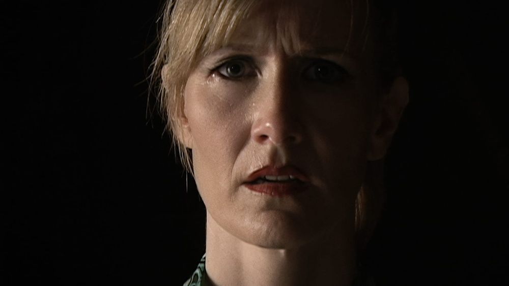 In a tight close-up, surrounded by darkness, a woman faces the camera. Half of her face is in shadow, and her mouth is slightly open in an expression of dread.

(Image is Laura Dern in David Lynch's INLAND EMPIRE.)