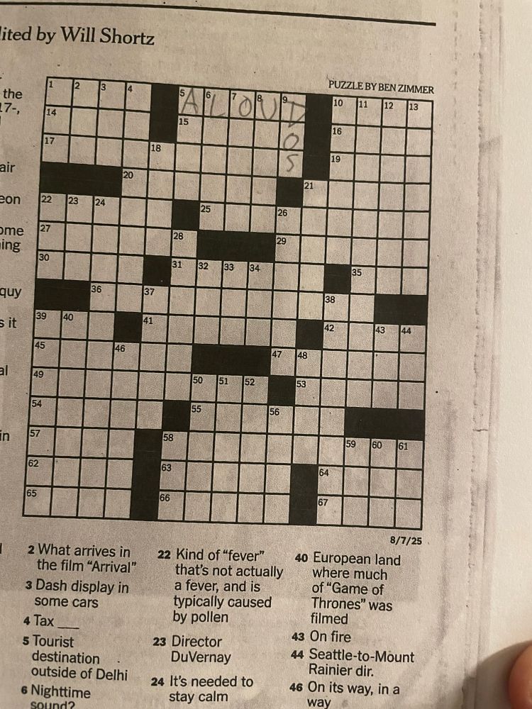 Crossword made by Ben Zimmer