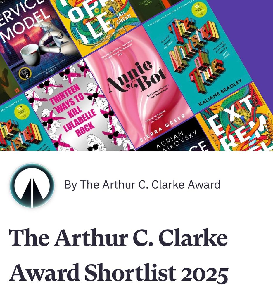 Cover images of the Arthur C. Clarke Award shortlist 2025 