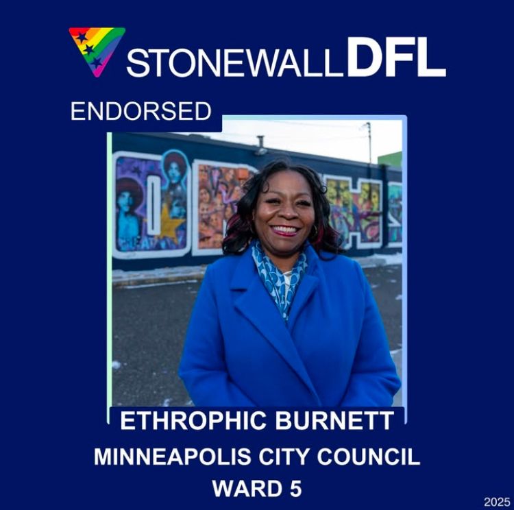 Stonewall DFL endorses Ethrophic Burnett for Minneapolis City Council Ward 5