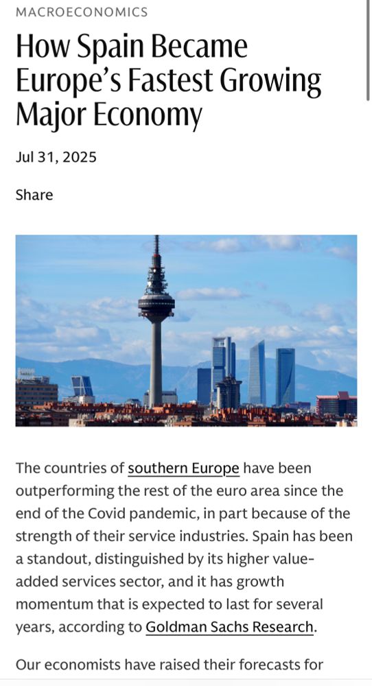 The countries of southern Europe have been outperforming the rest of the euro area since the end of the Covid pandemic, in part because of the strength of their service industries. Spain has been a standout, distinguished by its higher value-added services sector, and it has growth momentum that is expected to last for several years, according to Goldman Sachs Research.
Our economists have raised their forecasts for